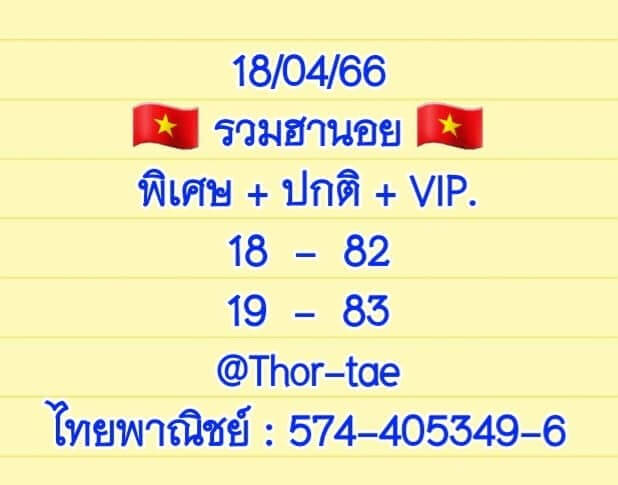 แนวทางหวยฮานอย 18/4/66 ชุดที่ 1