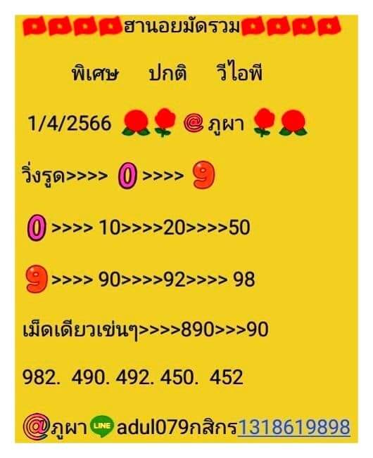 แนวทางหวยฮานอย 1/4/66 ชุดที่ 7