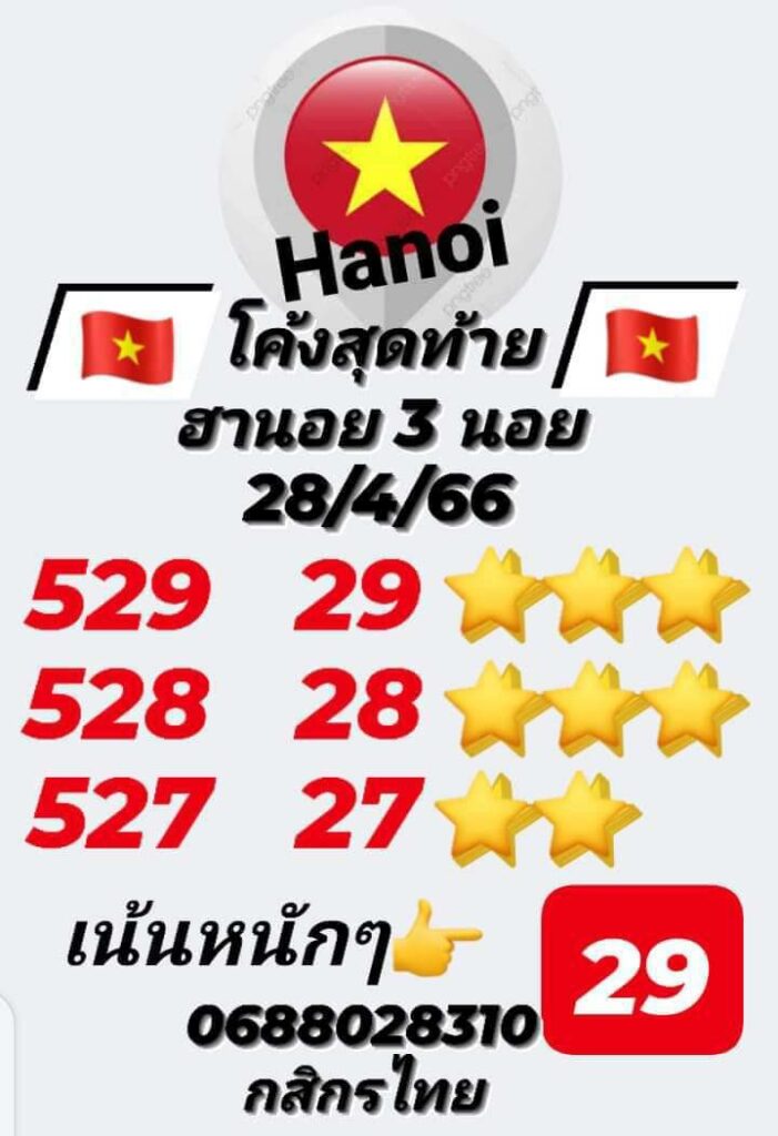 แนวทางหวยฮานอย 28/4/66 ชุดที่ 8