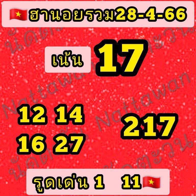 แนวทางหวยฮานอย 28/4/66 ชุดที่ 9