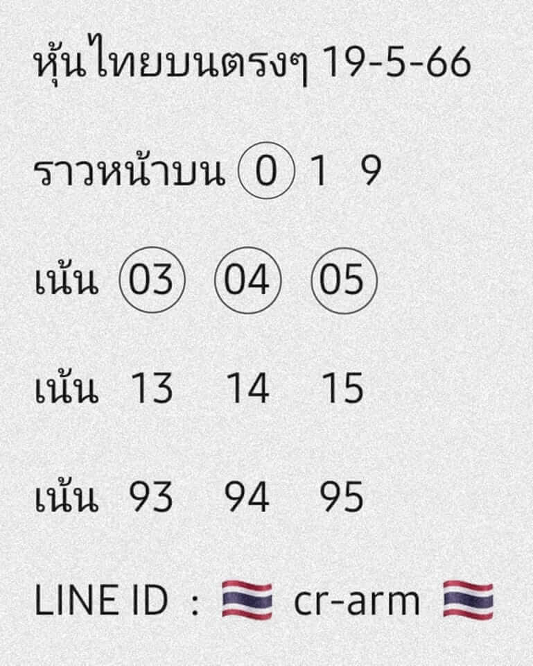 หวยหุ้นวันนี้ 19/5/66 ชุดที่ 1