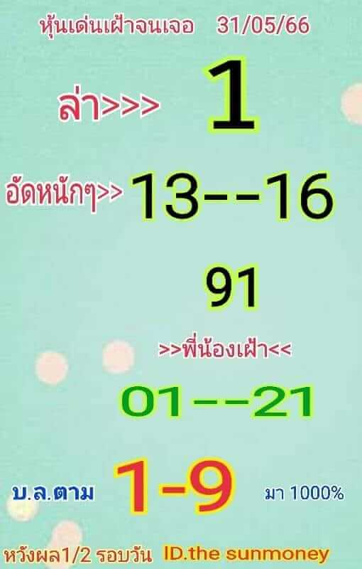 หวยหุ้นวันนี้ 31/5/66 ชุดที่ 3