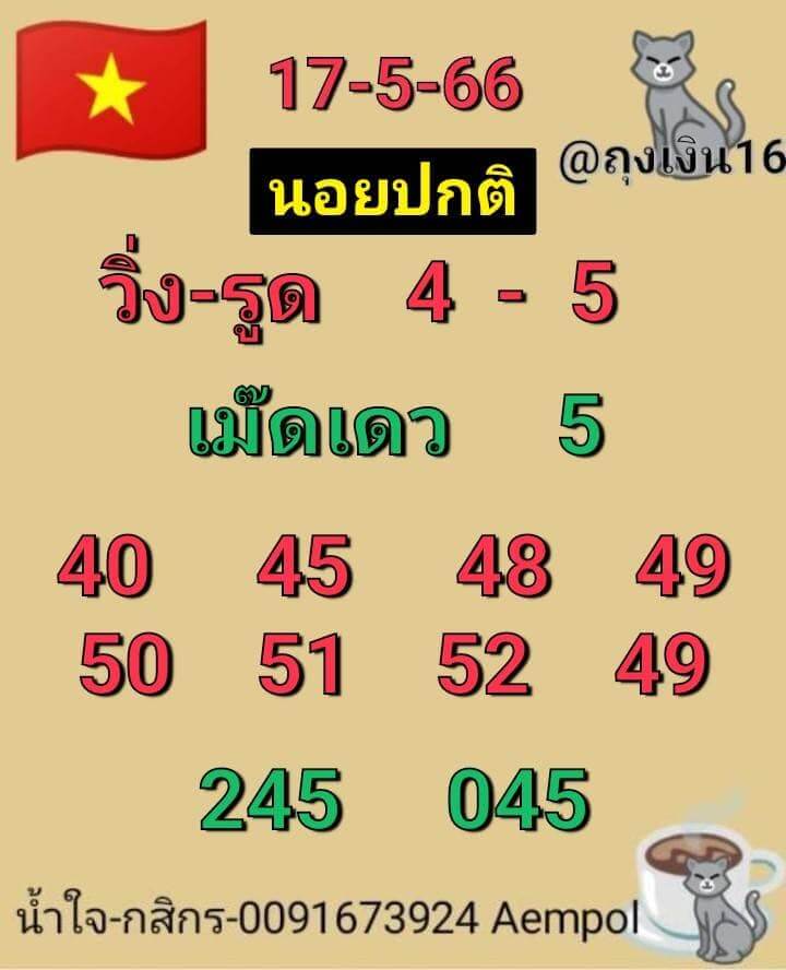 แนวทางหวยฮานอย 17/5/66 ชุดที่ 10