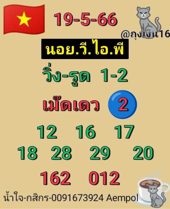 แนวทางหวยฮานอย 19/5/66 ชุดที่ 3