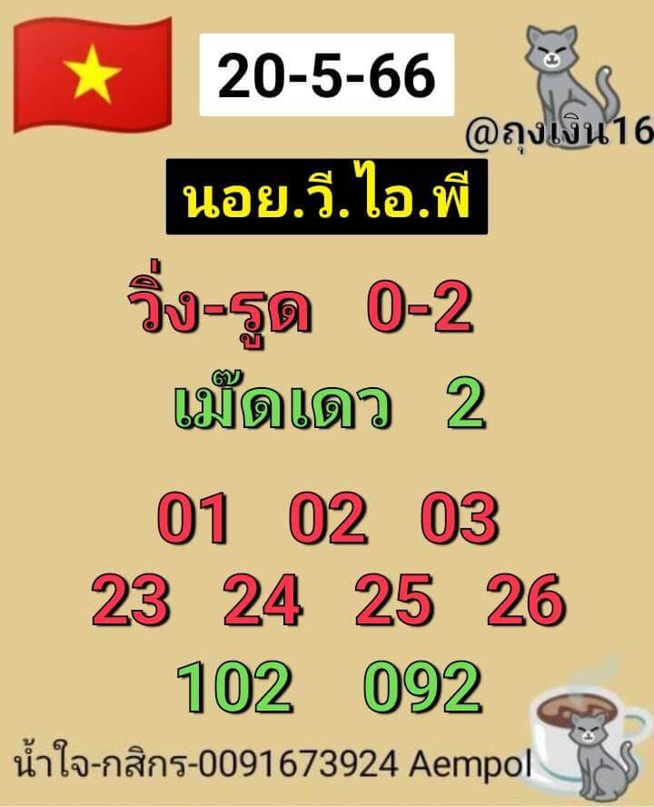 แนวทางหวยฮานอย 20/5/66 ชุดที่ 7
