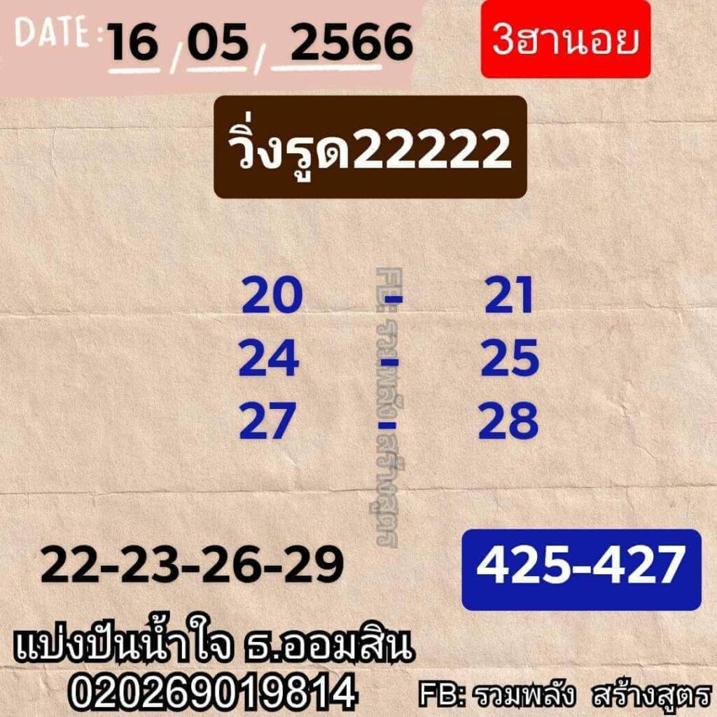 แนวทางหวยฮานอย 16/5/66 ชุดที่ 9