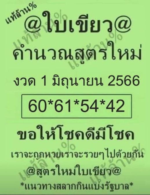 หวยใบเขียว 1/6/66