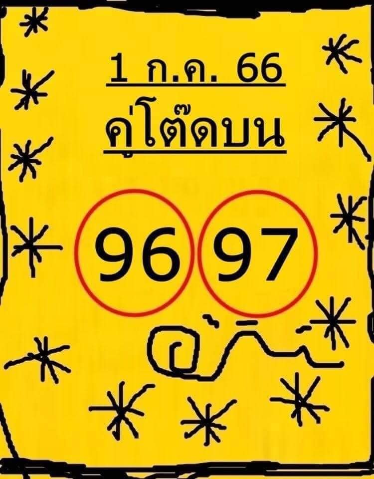 หวยคู่โต๊ดบน 1/7/66