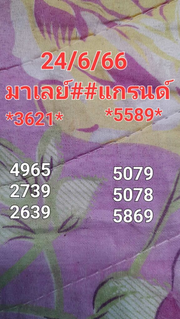 หวยมาเลย์วันนี้ 24/6/66 ชุดที่ 3