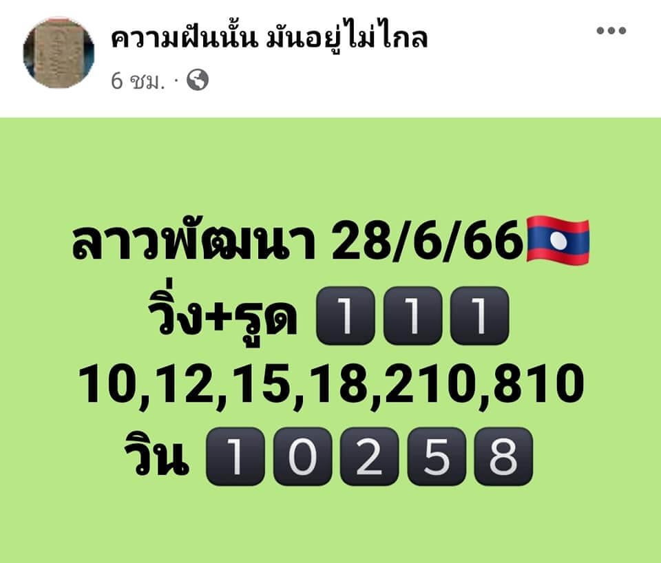 แนวทางหวยลาว 28/6/66 ชุดที่ 10