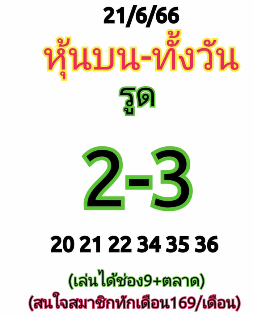 หวยหุ้นวันนี้ 21/6/66 ชุดที่ 1