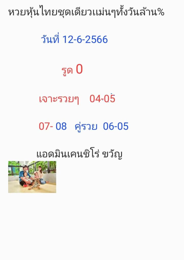 หวยหุ้นวันนี้ 12/6/66 ชุดที่ 1