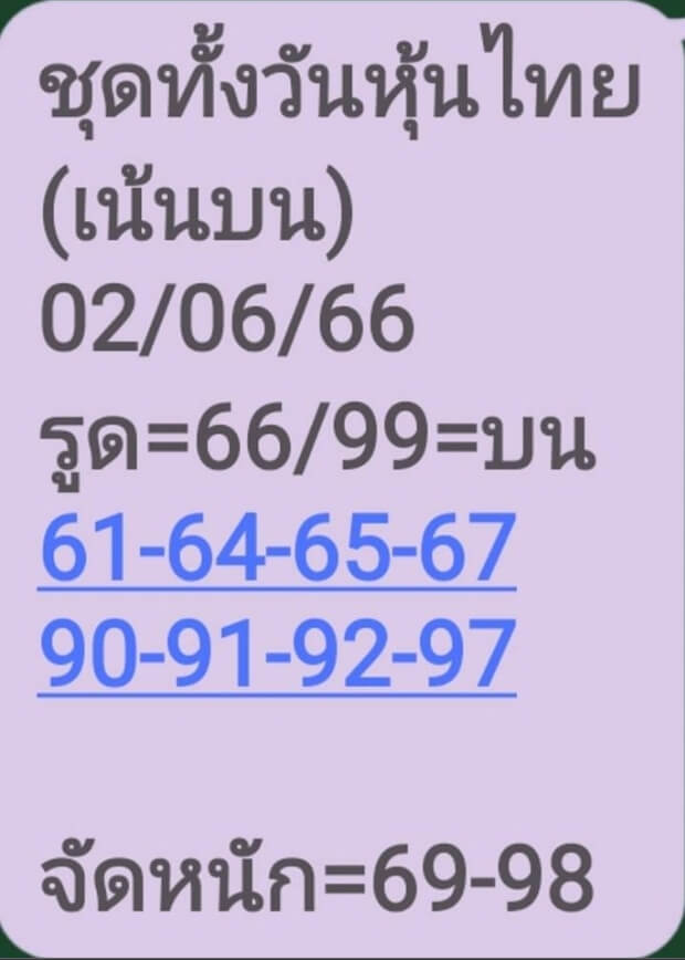 หวยหุ้นวันนี้ 2/6/66 ชุดที่ 10