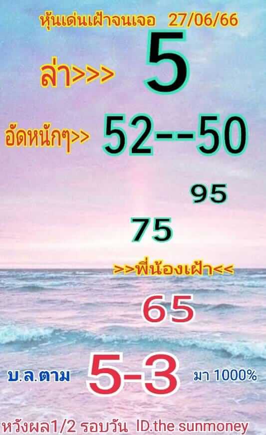 หวยหุ้นวันนี้ 27/6/66 ชุดที่ 1