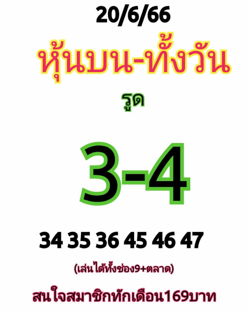 หวยหุ้นวันนี้ 20/6/66 ชุดที่ 7