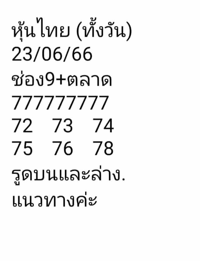 หวยหุ้นวันนี้ 23/6/66 ชุดที่ 9