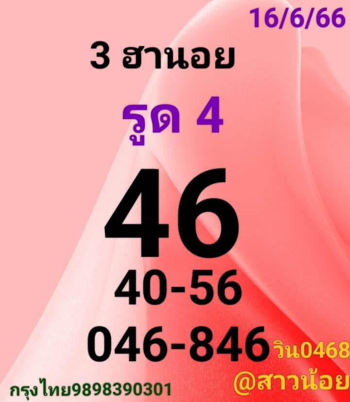 แนวทางหวยฮานอย 16/6/66 ชุดที่ 1