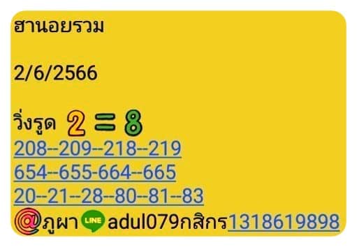 แนวทางหวยฮานอย 2/6/66 ชุดที่ 10