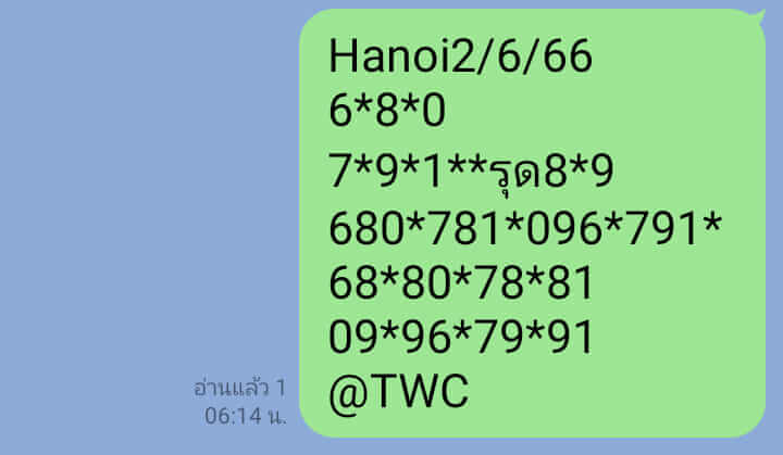 แนวทางหวยฮานอย 2/6/66 ชุดที่ 3