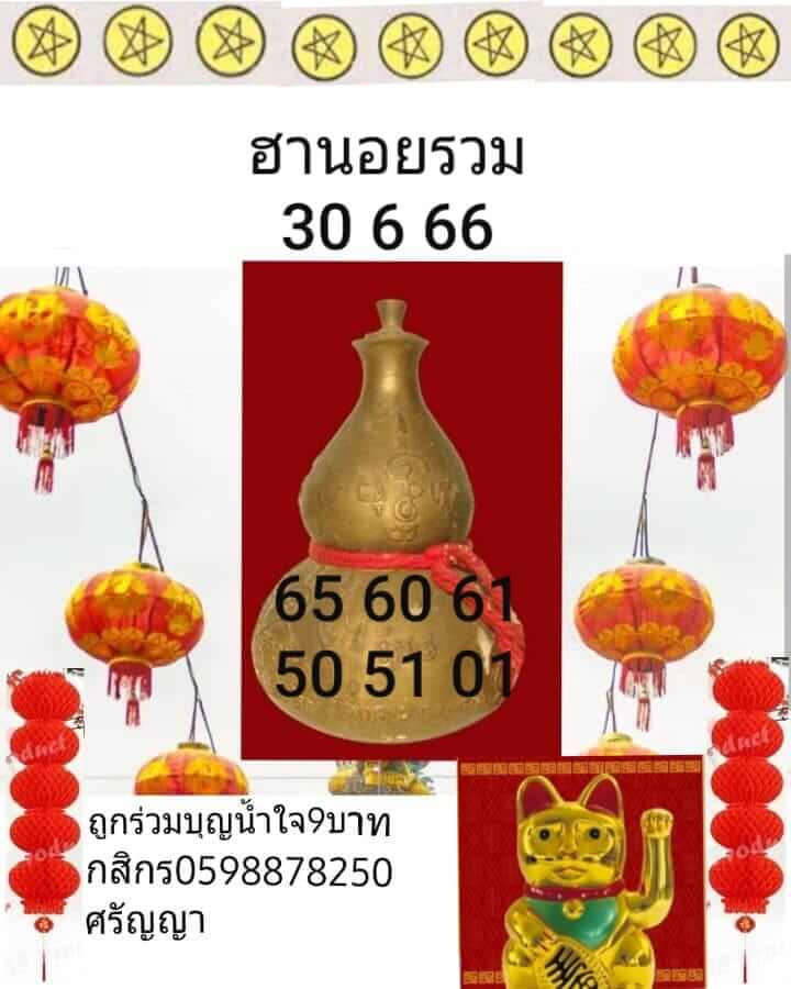 แนวทางหวยฮานอย 30/6/66 ชุดที่ 4