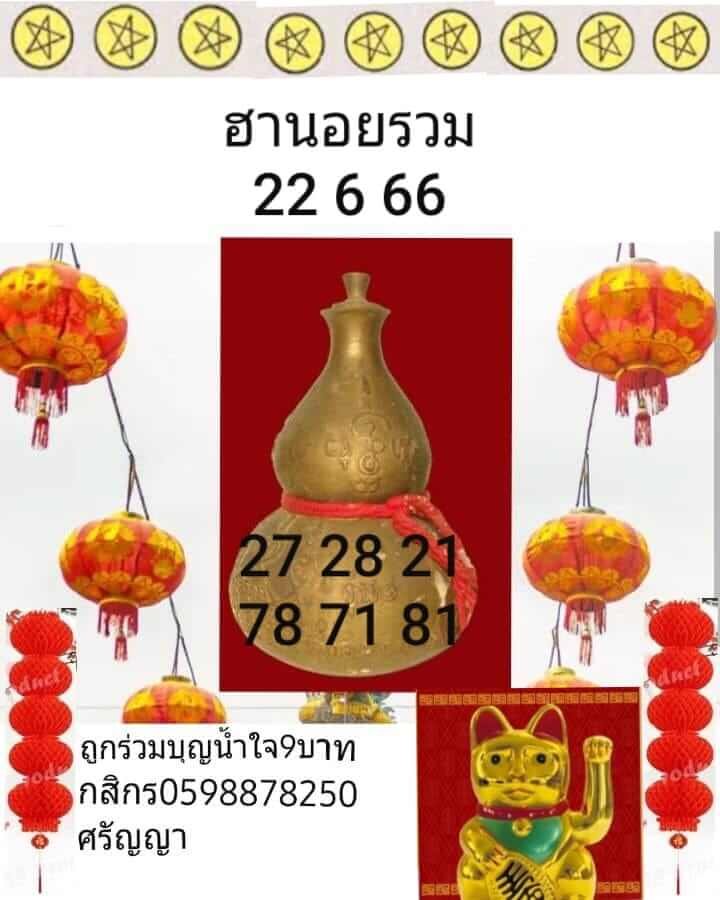 แนวทางหวยฮานอย 22/6/66 ชุดที่ 6