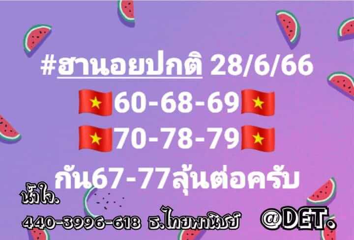 แนวทางหวยฮานอย 28/6/66 ชุดที่ 7