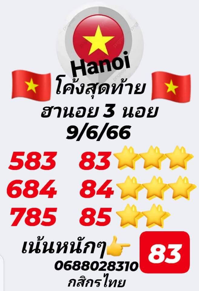 แนวทางหวยฮานอย 9/6/66 ชุดที่ 7