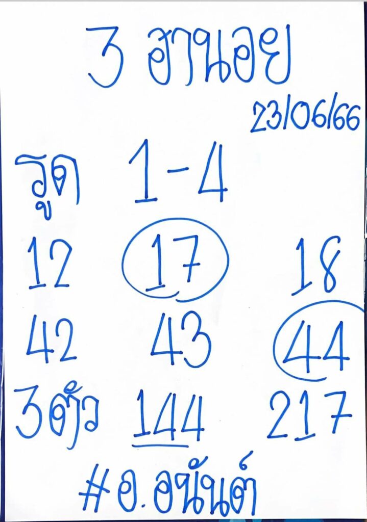 แนวทางหวยฮานอย 23/6/66 ชุดที่ 9