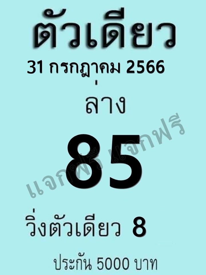 หวยตัวเดียว 31/7/66