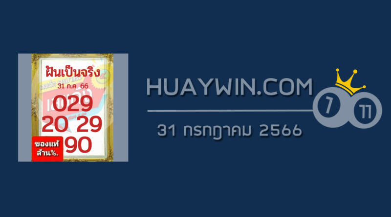 หวยฝันเป็นจริง 31/7/66