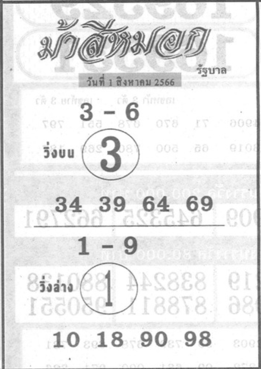 หวยม้าสีหมอก 31/7/66