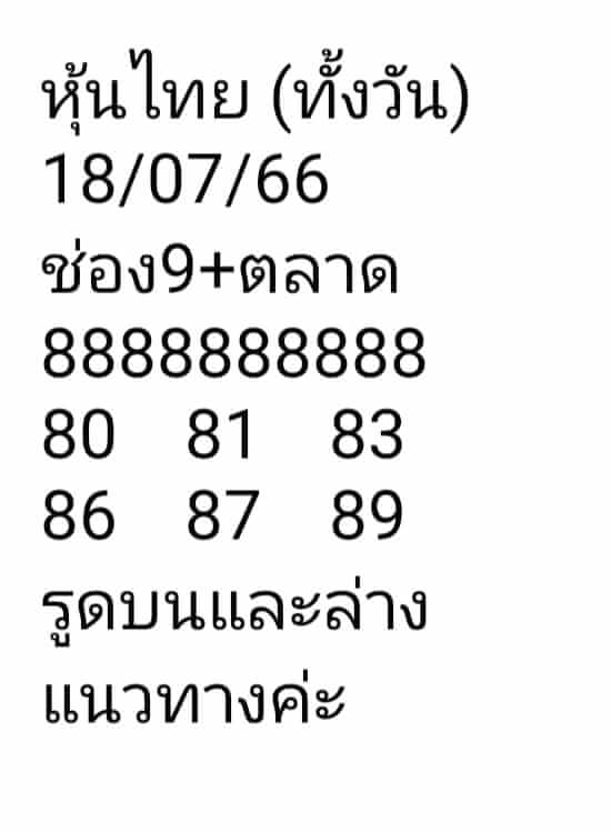 หวยหุ้นวันนี้ 18/7/66 ชุดที่ 10