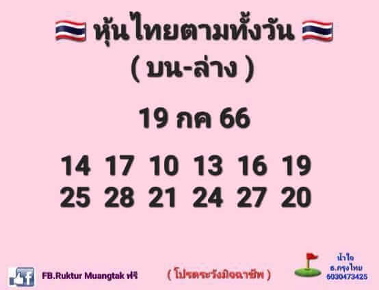 หวยหุ้นวันนี้ 19/7/66 ชุดที่ 7