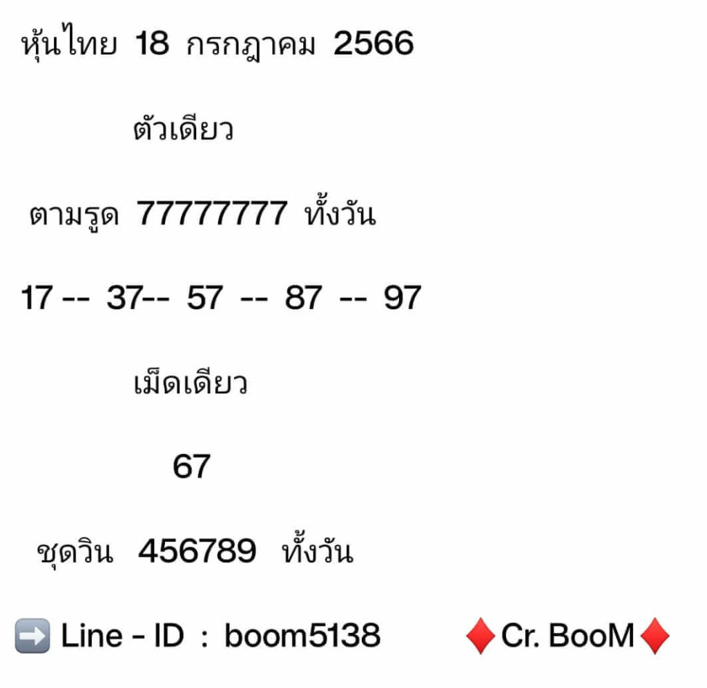 หวยหุ้นวันนี้ 18/7/66 ชุดที่ 3