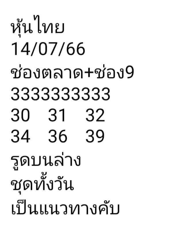 หวยหุ้นวันนี้ 14/7/66 ชุดที่ 5