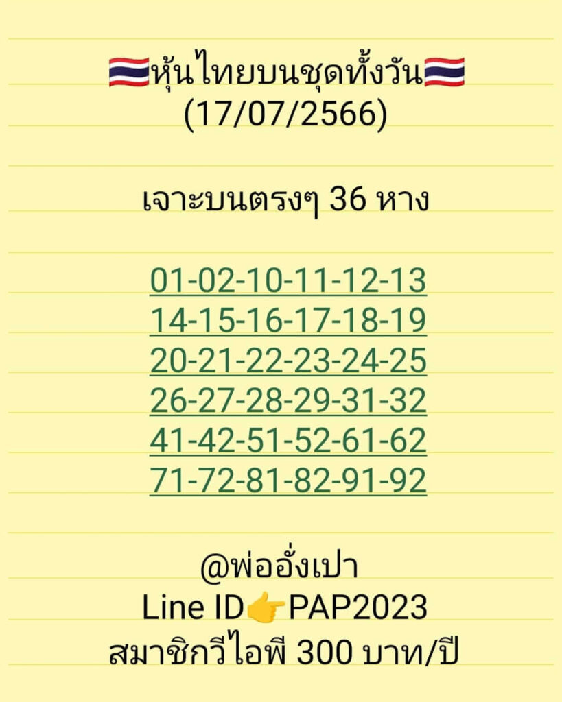 หวยหุ้นวันนี้ 17/7/66 ชุดที่ 6