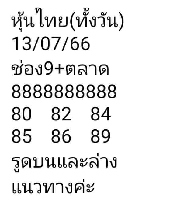 หวยหุ้นวันนี้ 13/7/66 ชุดที่ 7