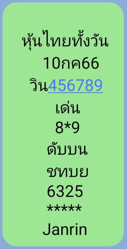 หวยหุ้นวันนี้ 10/7/66 ชุดที่ 8