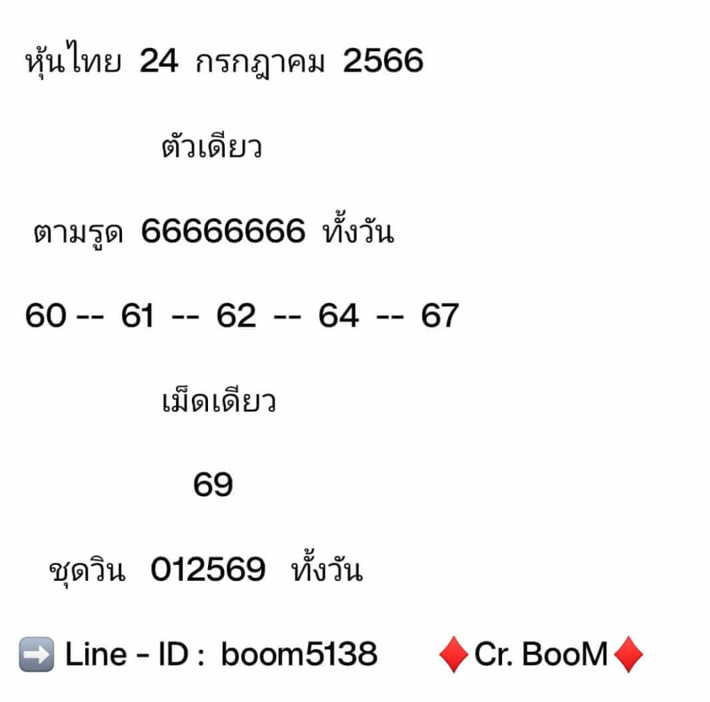 หวยหุ้นวันนี้ 24/7/66 ชุดที่ 9