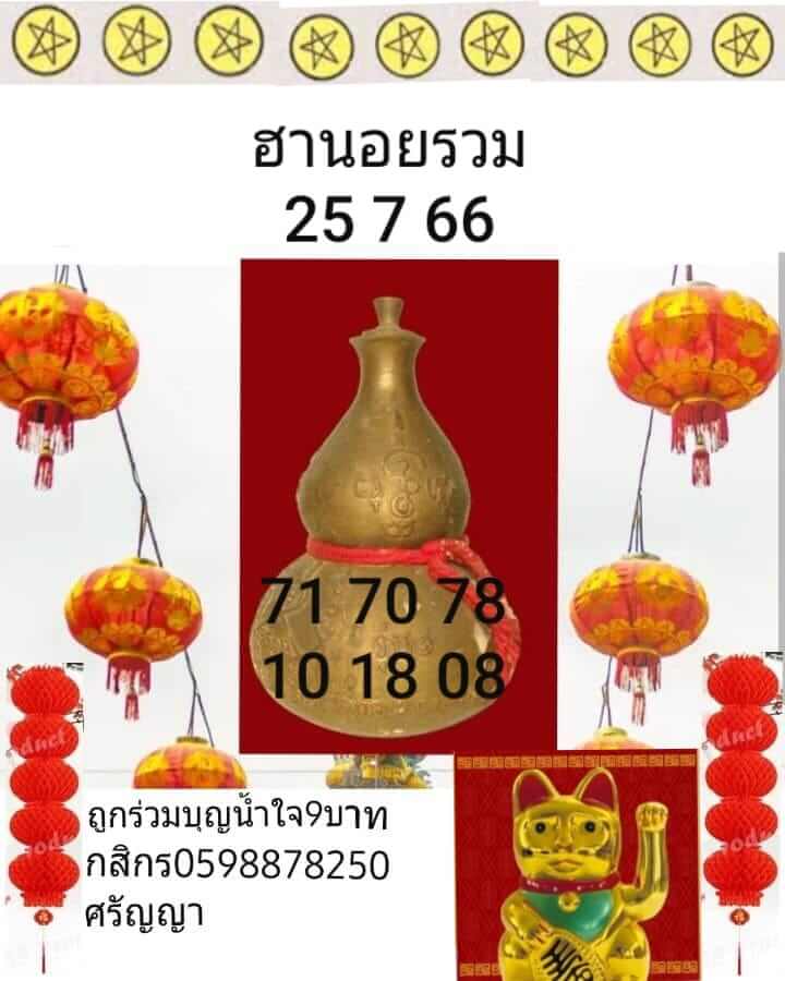 แนวทางหวยฮานอย 25/7/66 ชุดที่ 2