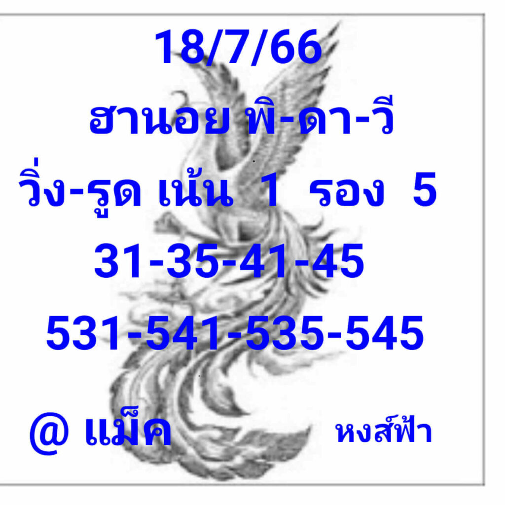 แนวทางหวยฮานอย 18/7/66 ชุดที่ 9