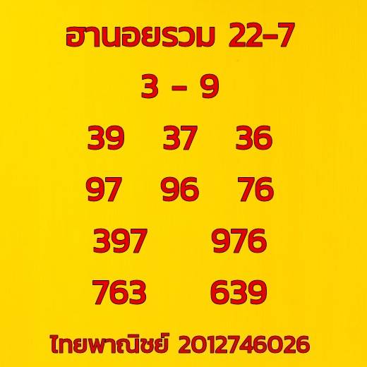 แนวทางหวยฮานอย 22/7/66 ชุดที่ 9