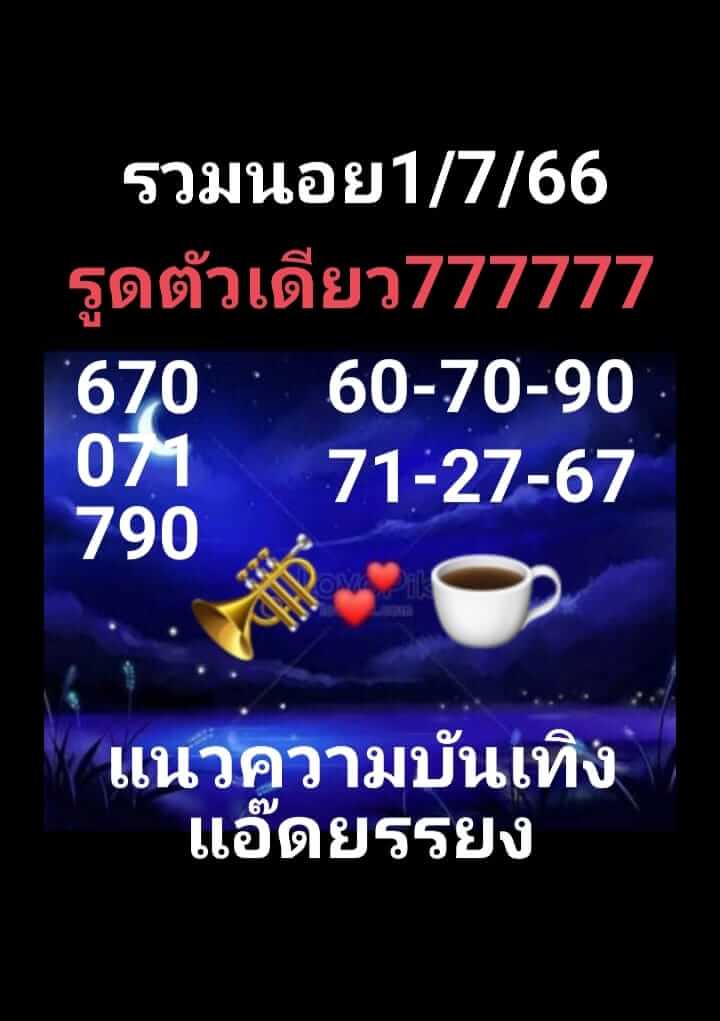 แนวทางหวยฮานอย 1/7/66 ชุดที่ 9