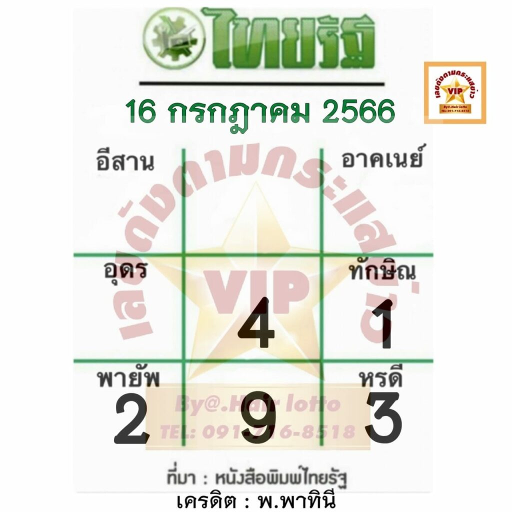 หวยไทยรัฐ 16/7/66