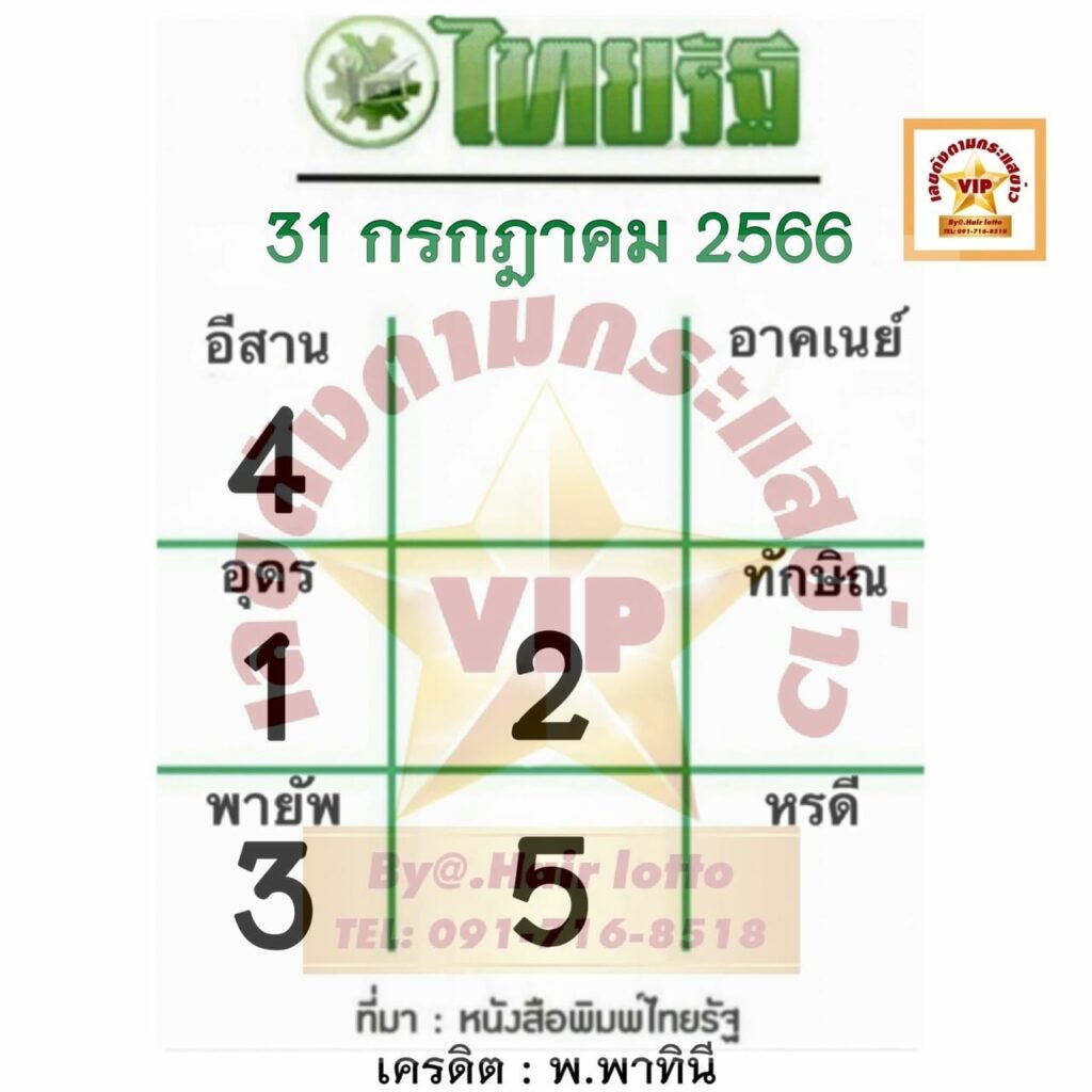 หวยไทยรัฐ 31/7/66