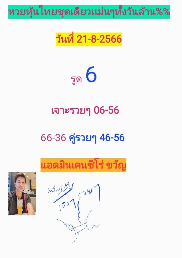 หวยหุ้นวันนี้ 21/8/66 ชุดที่ 1