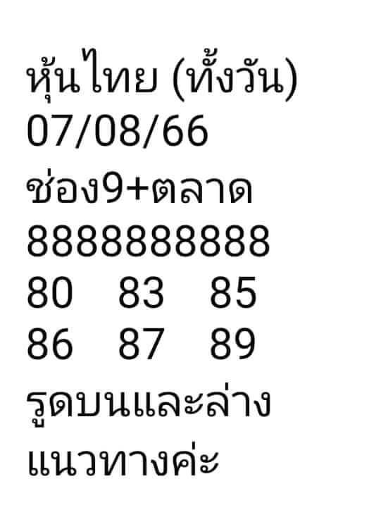 หวยหุ้นวันนี้ 7/8/66 ชุดที่ 10