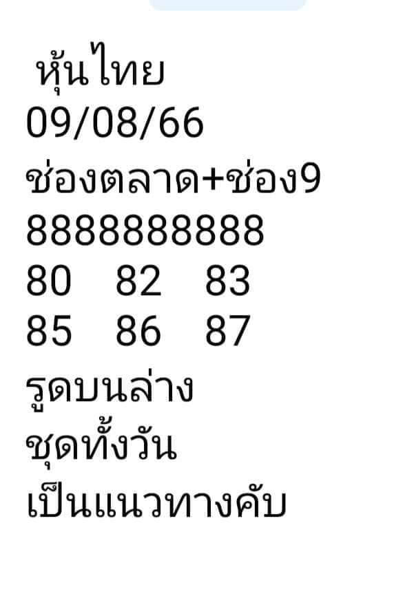 หวยหุ้นวันนี้ 9/8/66 ชุดที่ 8