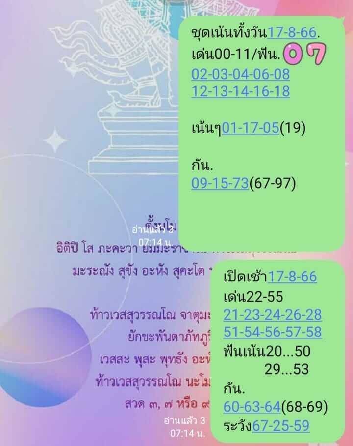 หวยหุ้นวันนี้ 17/8/66 ชุดที่ 9