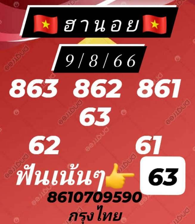 แนวทางหวยฮานอย 9/8/66 ชุดที่ 10